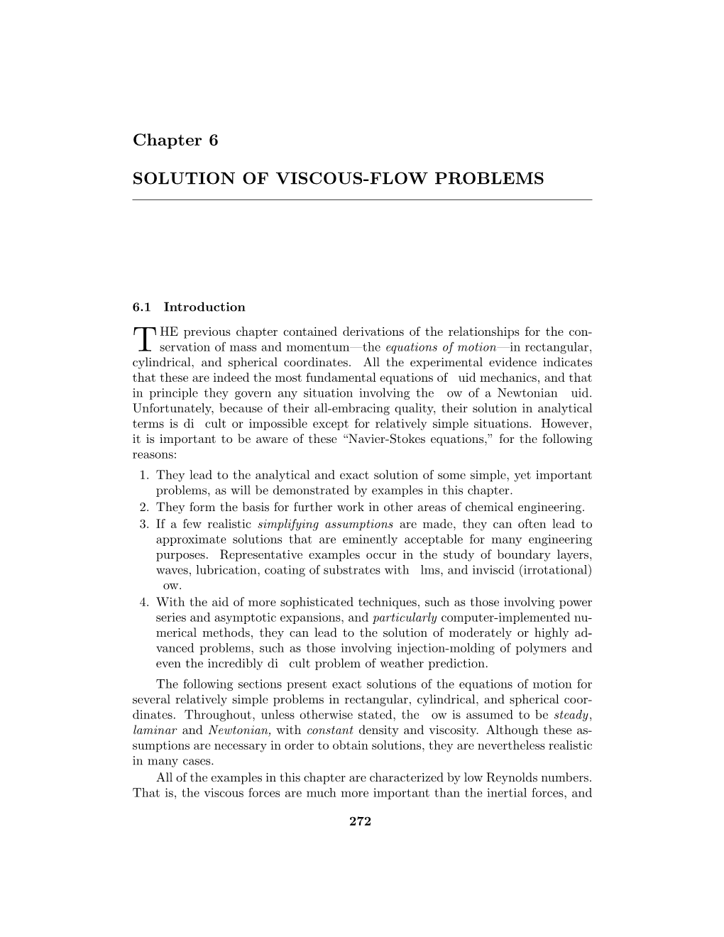 Chapter 6 SOLUTION of VISCOUS-FLOW PROBLEMS
