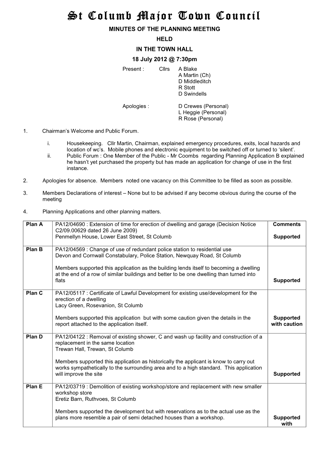 St Columb Major Town Council