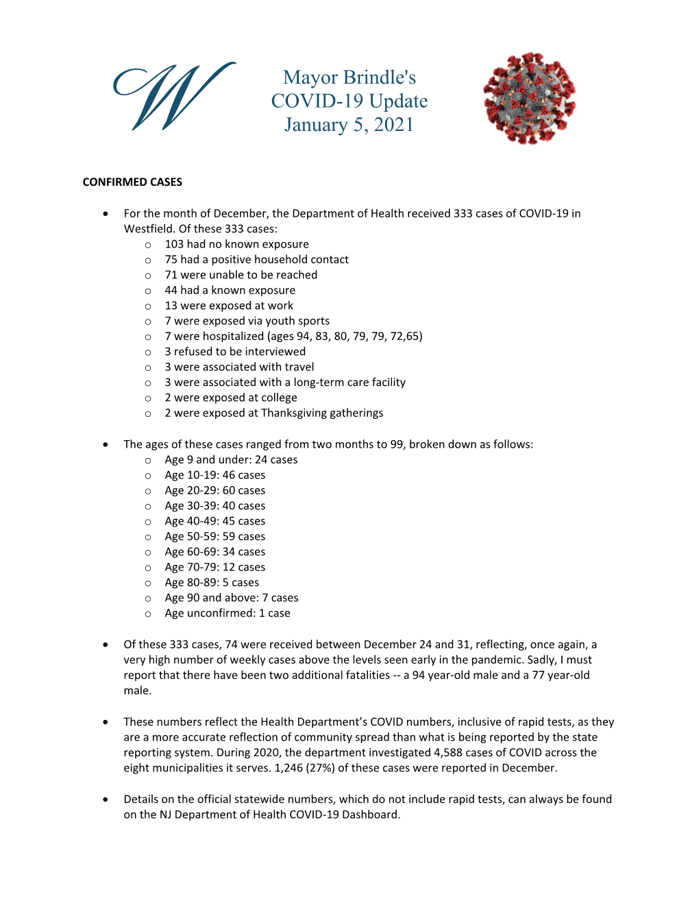 January 5, 2021 Coronavirus Update