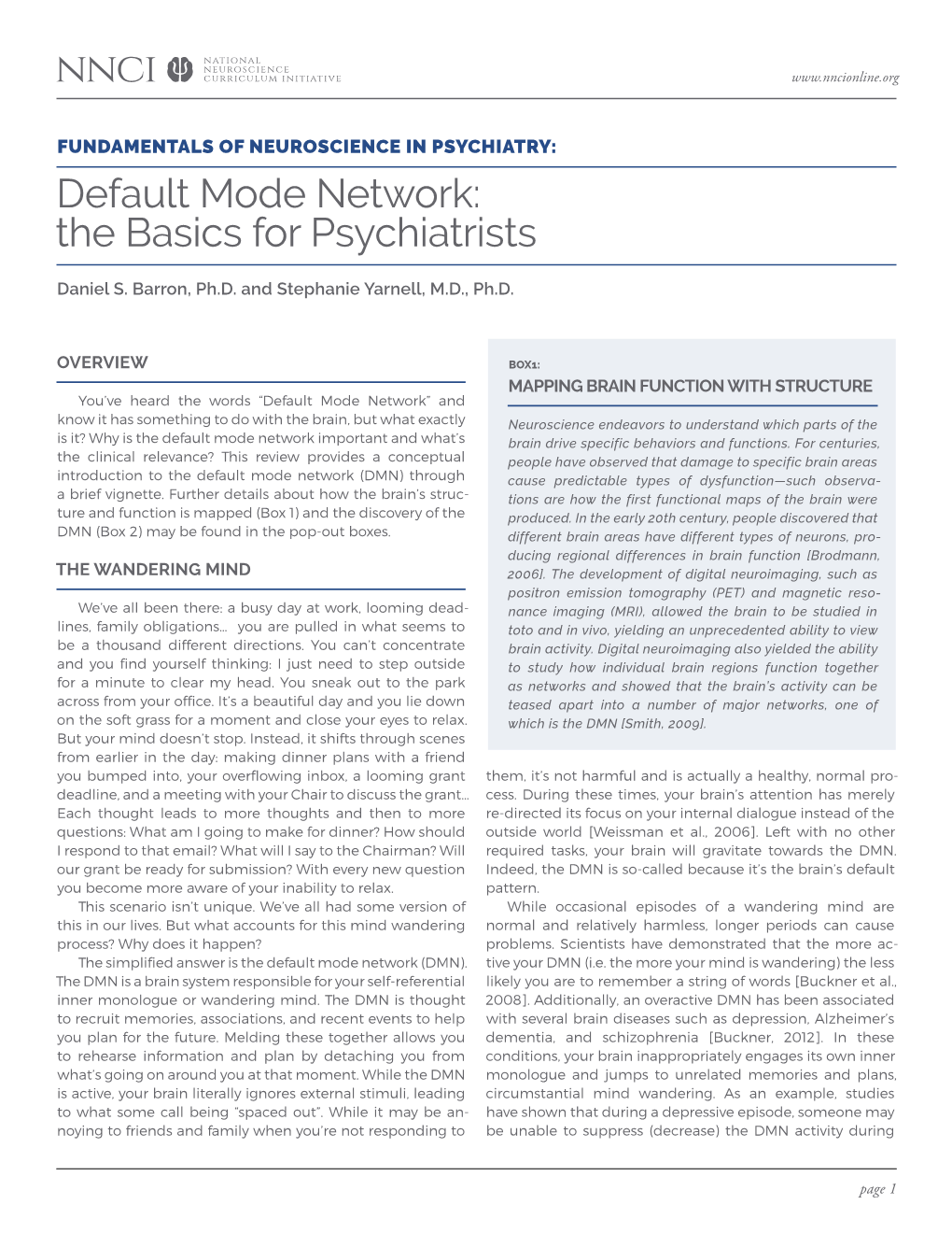 Default Mode Network: the Basics for Psychiatrists