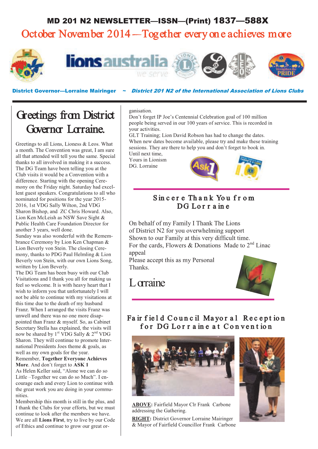 District N2 Printed Newsletter October