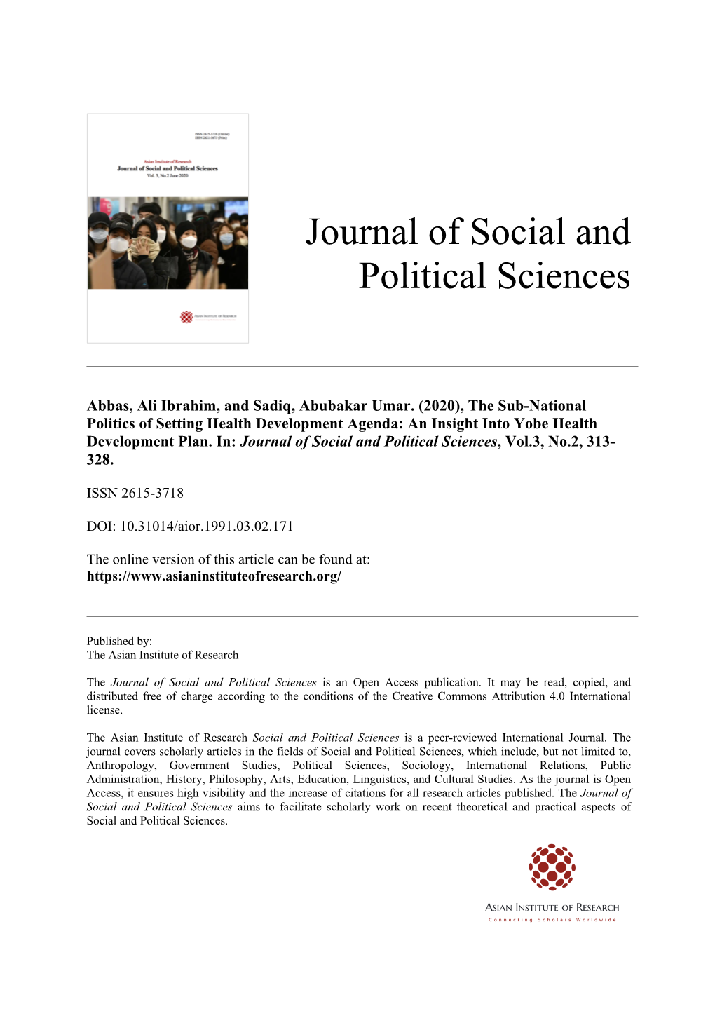 Journal of Social and Political Sciences