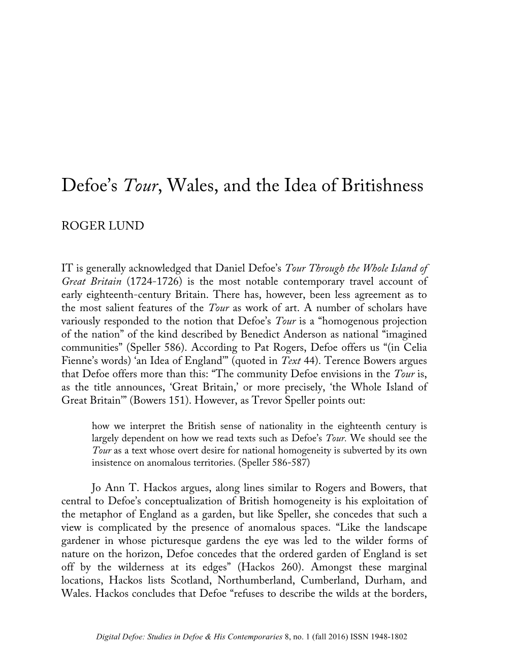 Defoe's Tour, Wales, and the Idea of Britishness