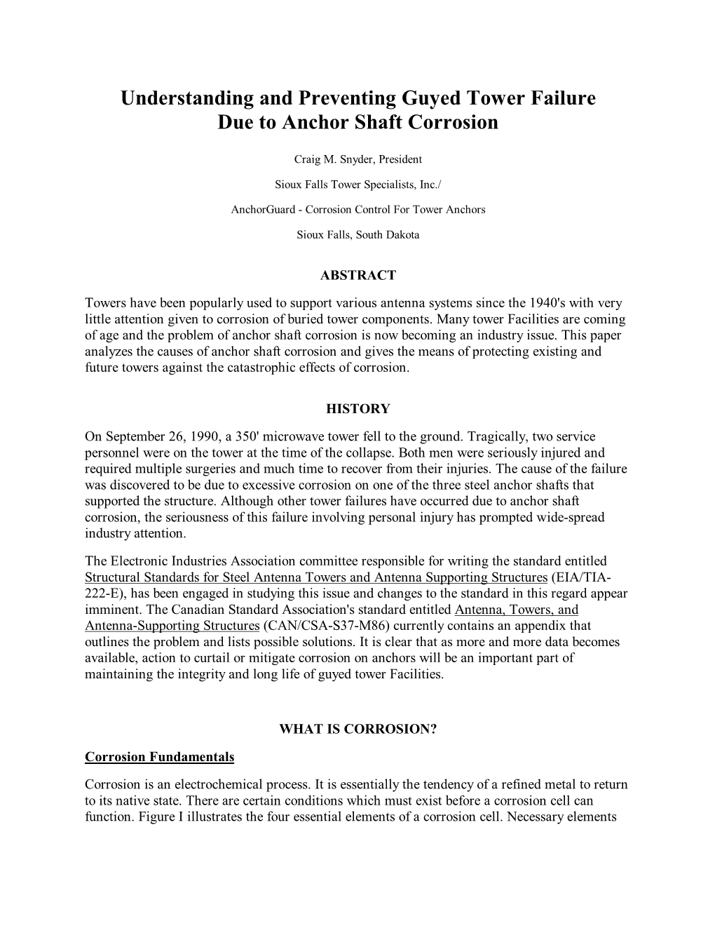 Understanding and Preventing Guyed Tower Failure Due to Anchor Shaft Corrosion