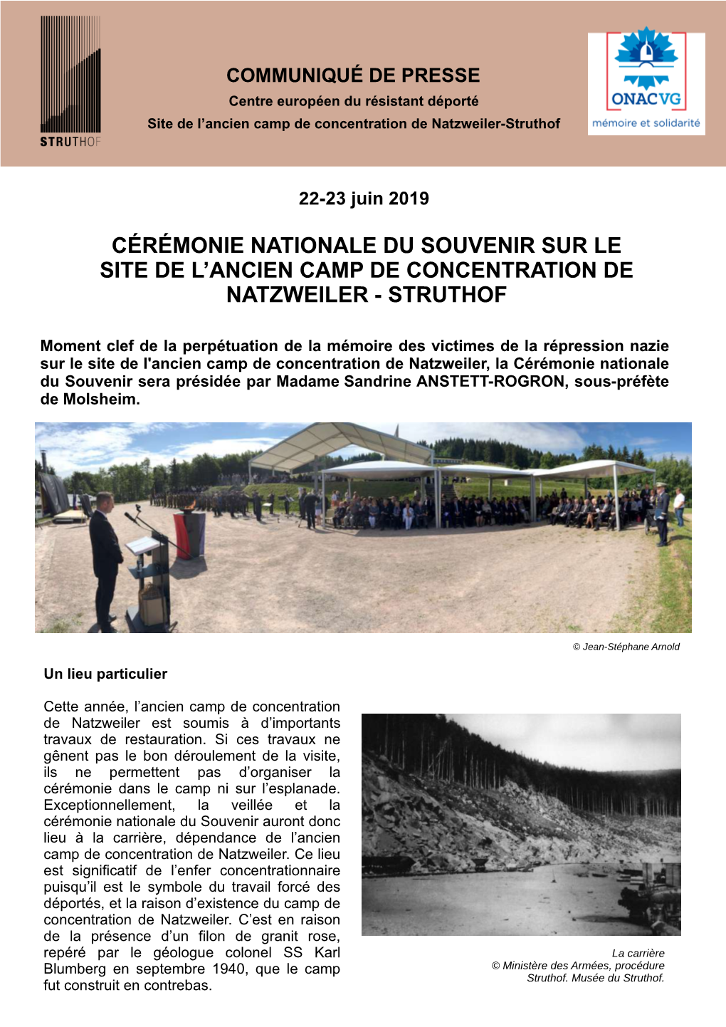 Cérémonie Nationale Du Souvenir Sur Le Site De L'ancien Camp De Concentration De Natzweiler