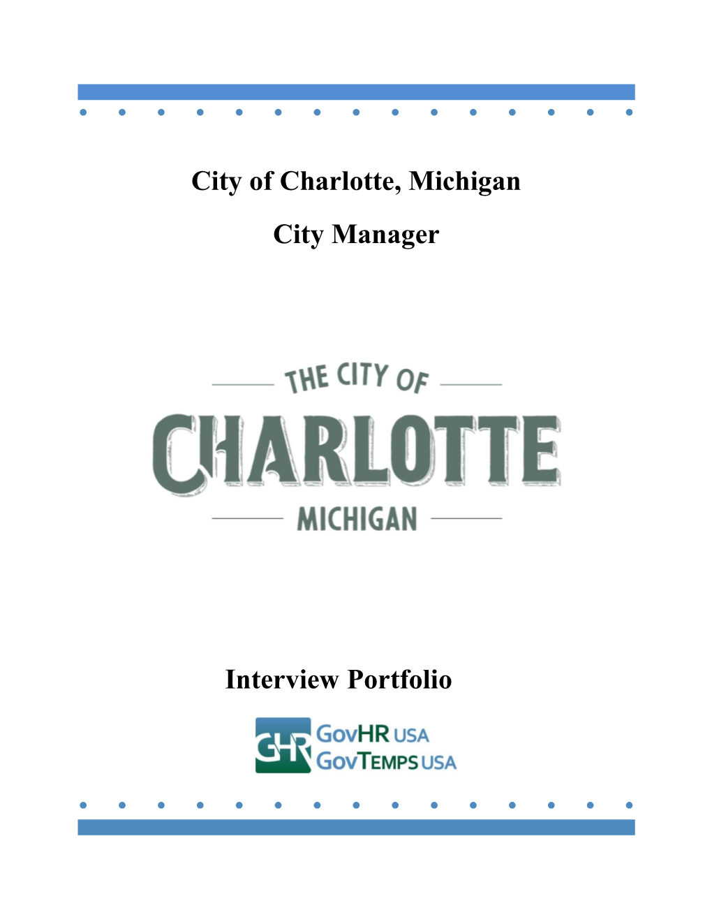 City of Charlotte, Michigan City Manager Portfolio