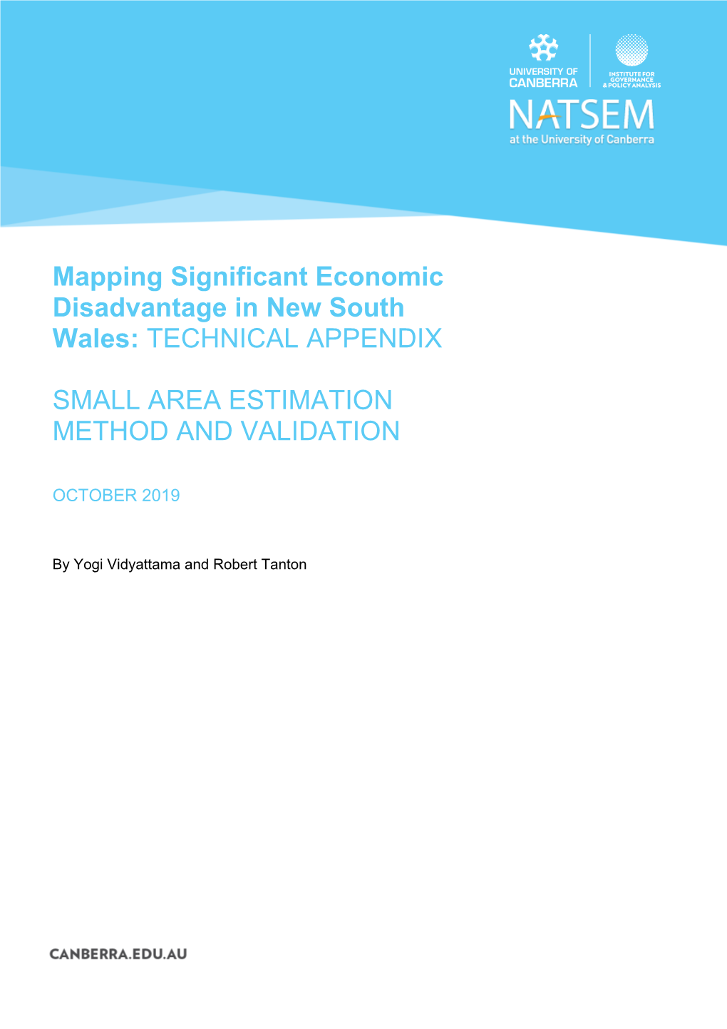 Mapping Significant Economic Disadvantage in New South Wales: TECHNICAL APPENDIX