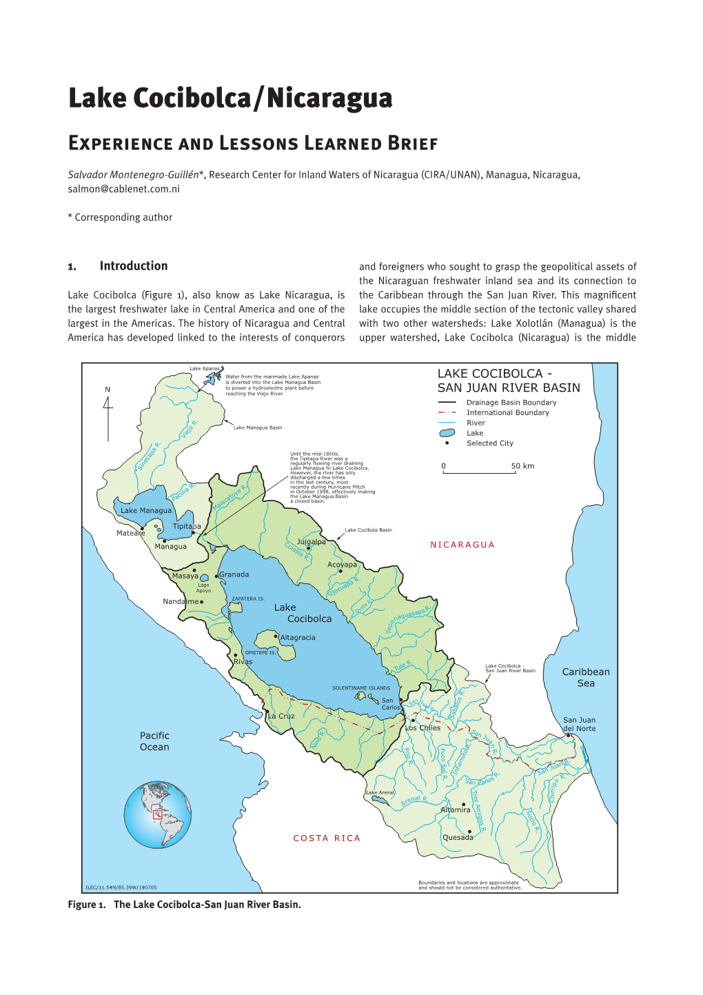 Lake Cocibolca/Nicaragua Experience and Lessons Learned Brief