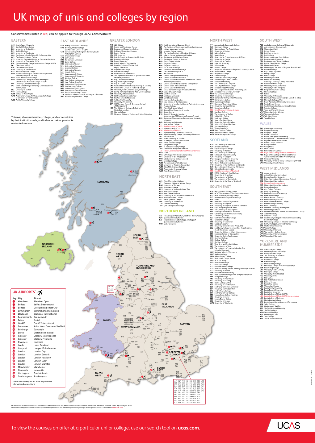 UK Map of Unis and Colleges by Region