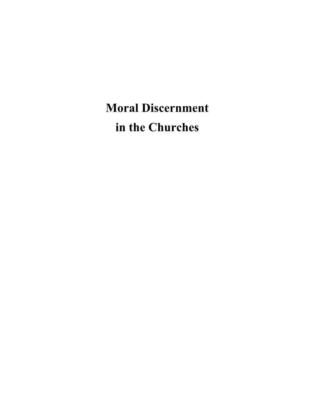 Moral Discernment in the Churches