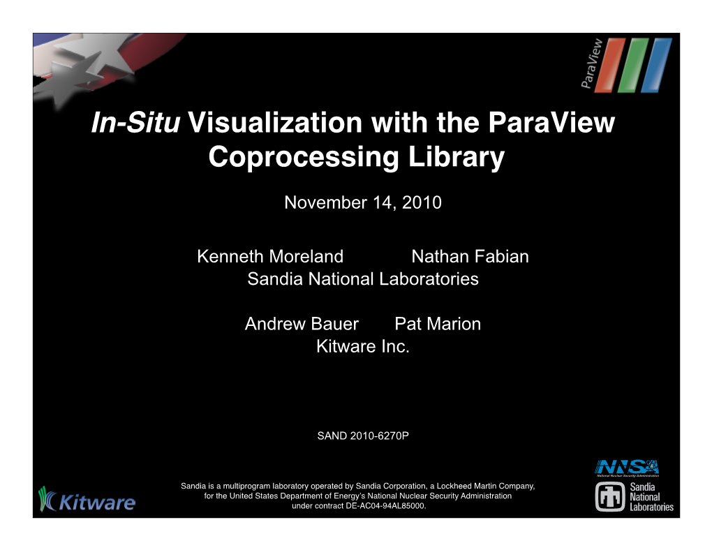 In-Situ Visualization with the Paraview Coprocessing Library