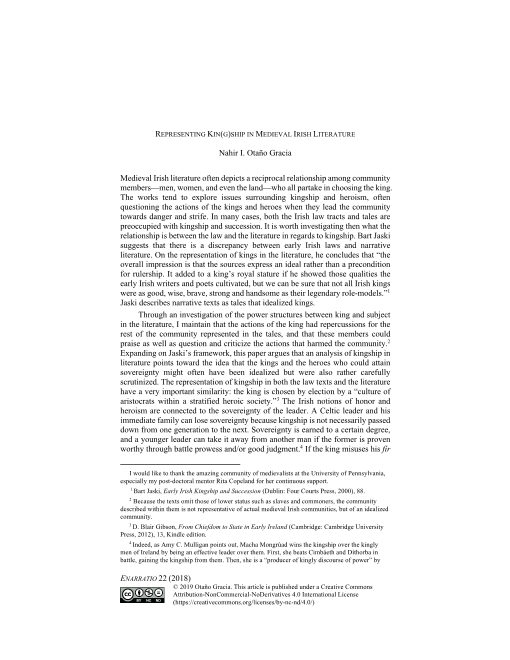 Nahir I. Otaño Gracia Medieval Irish Literature Often Depicts a Reciprocal