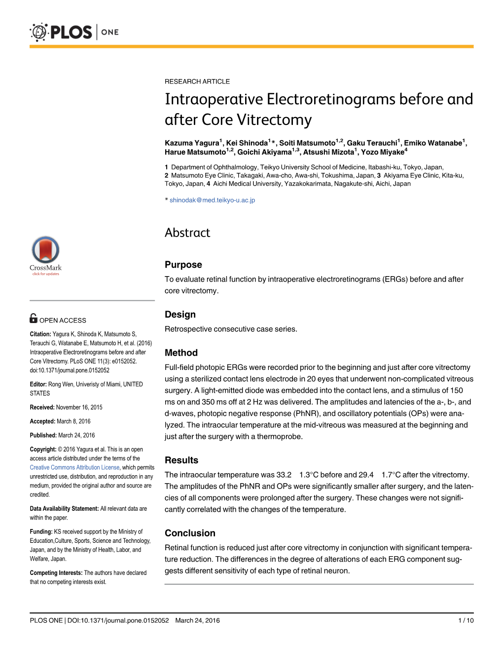 Intraoperative Electroretinograms Before and After Core Vitrectomy