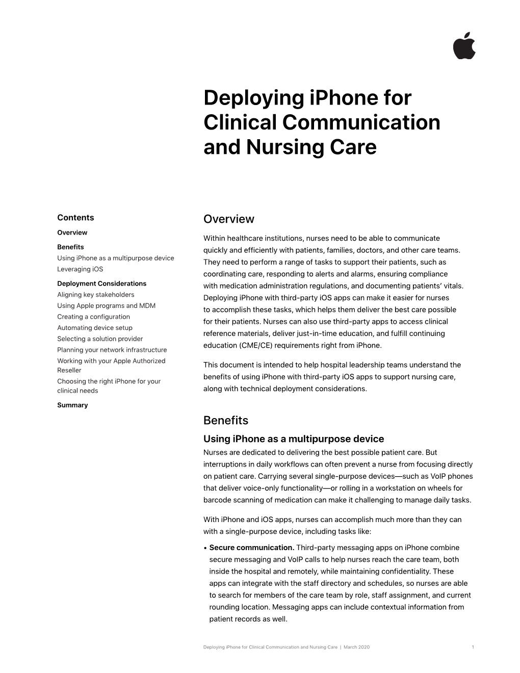 Deploying Iphone for Clinical Communication and Nursing Care