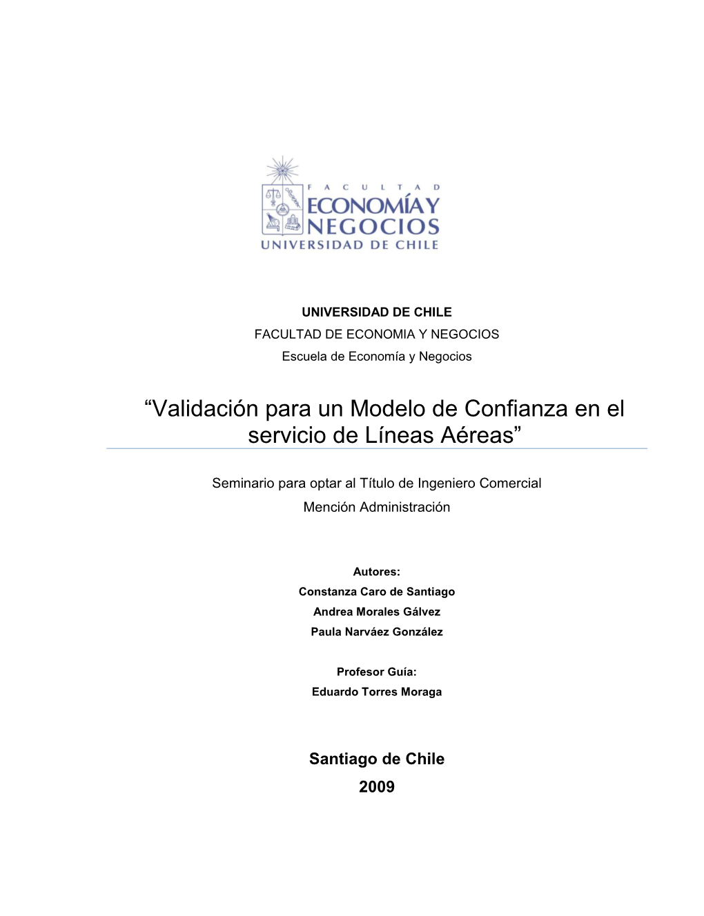 “Validación Para Un Modelo De Confianza En El Servicio De Líneas Aéreas”