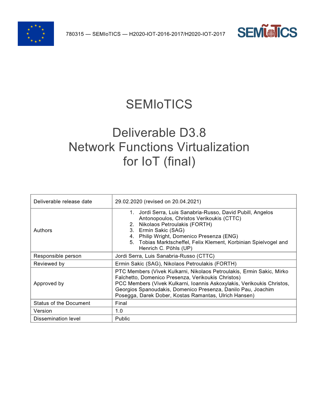 D3.8 Network Functions Virtualization for Iot (Final)