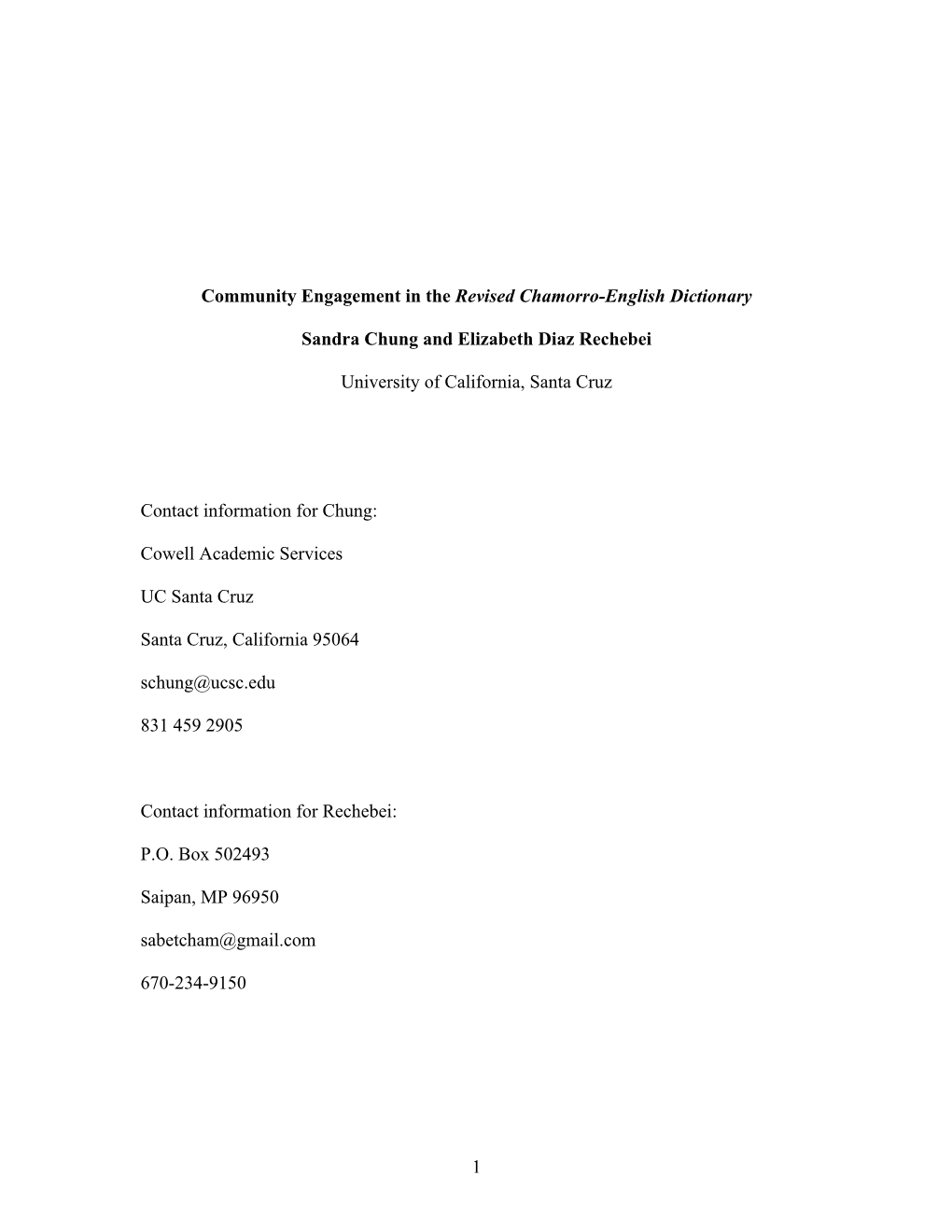 Community Engagement in the Revised Chamorro-English Dictionary