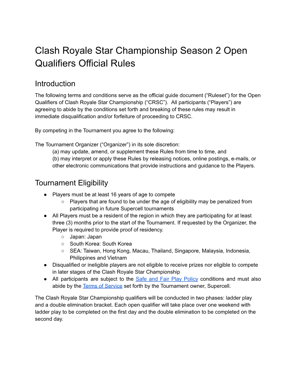 Clash Royale Star Championship Season 2 Open Qualifiers Official Rules