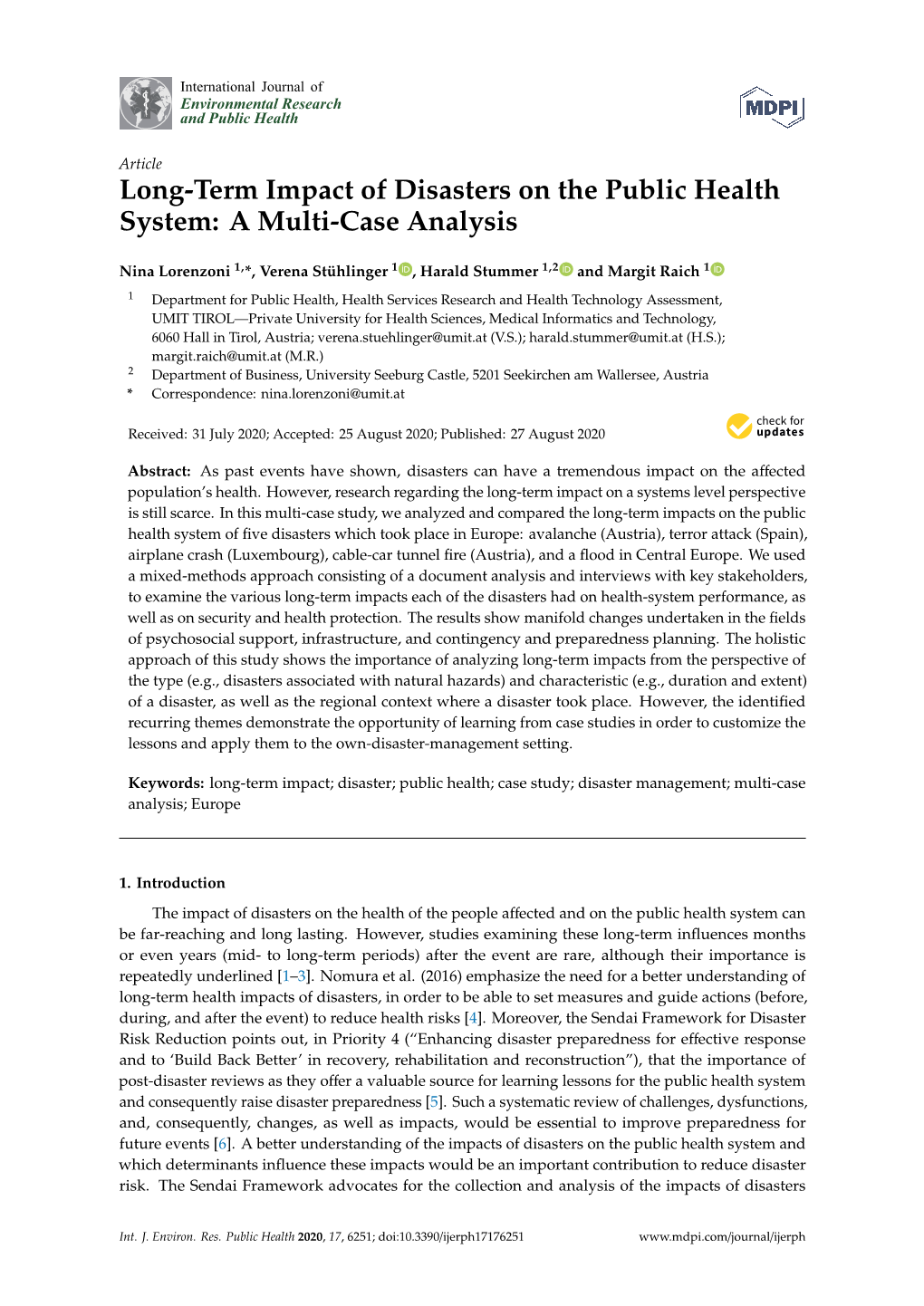 Long-Term Impact of Disasters on the Public Health System: a Multi-Case Analysis