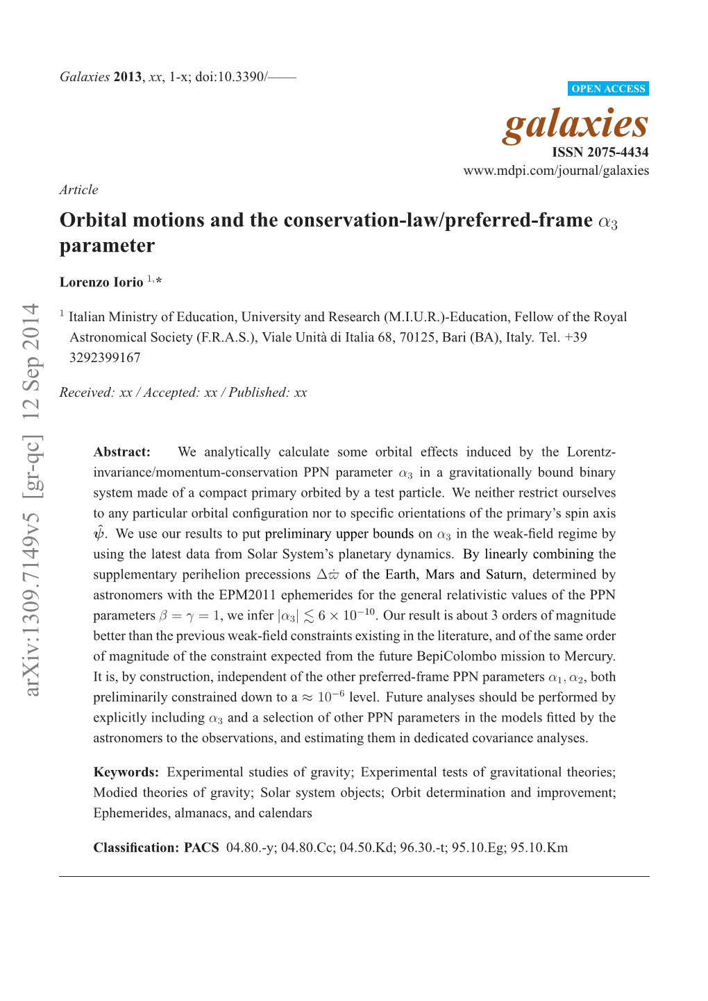 Orbital Motions and the Conservation-Law/Preferred