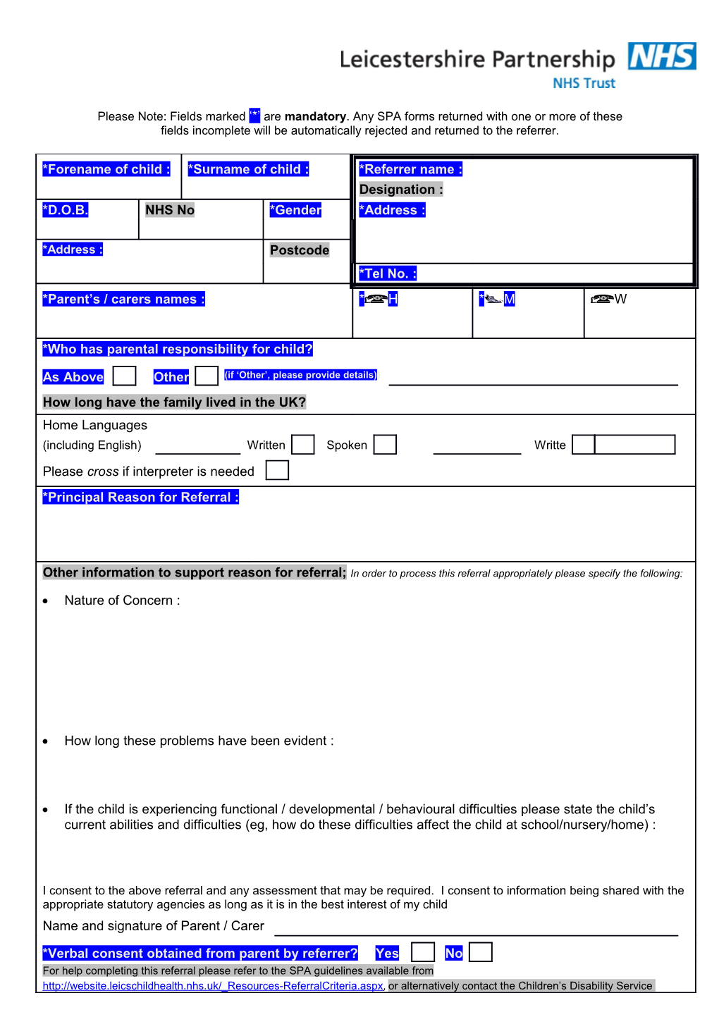 Please Return This Form, Along with Any Relevant Additional Information, To