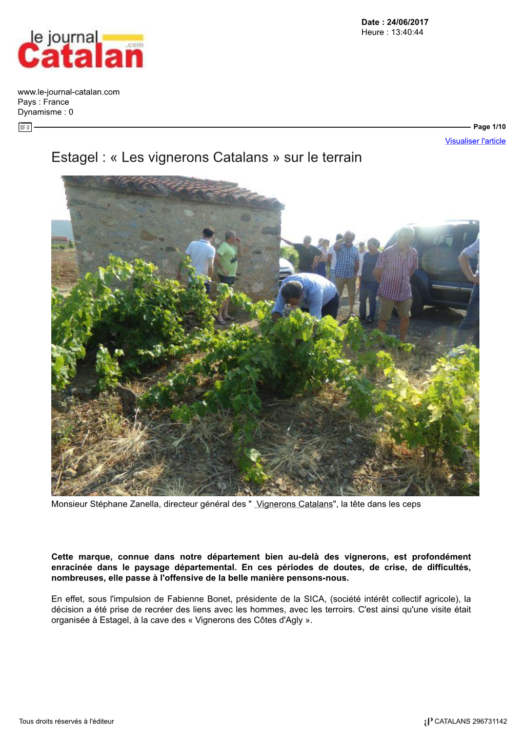 Estagel : « Les Vignerons Catalans » Sur Le Terrain