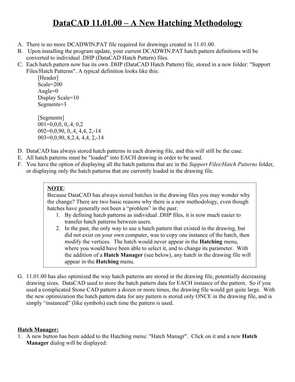 Datacad 11.01.00 a New Hatching Methodology