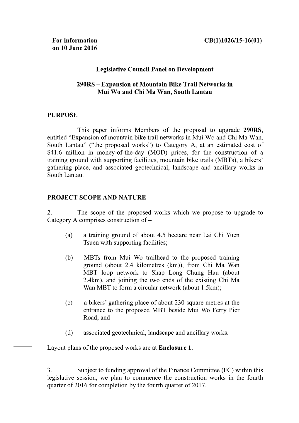 Expansion of Mountain Bike Trail Networks in Mui Wo and Chi Ma Wan, South Lantau