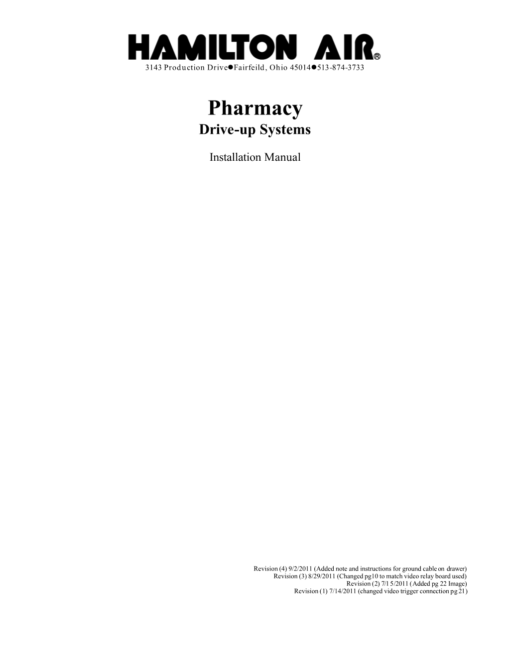 Pharmacy Drive-Up Installation Manual Rev 4