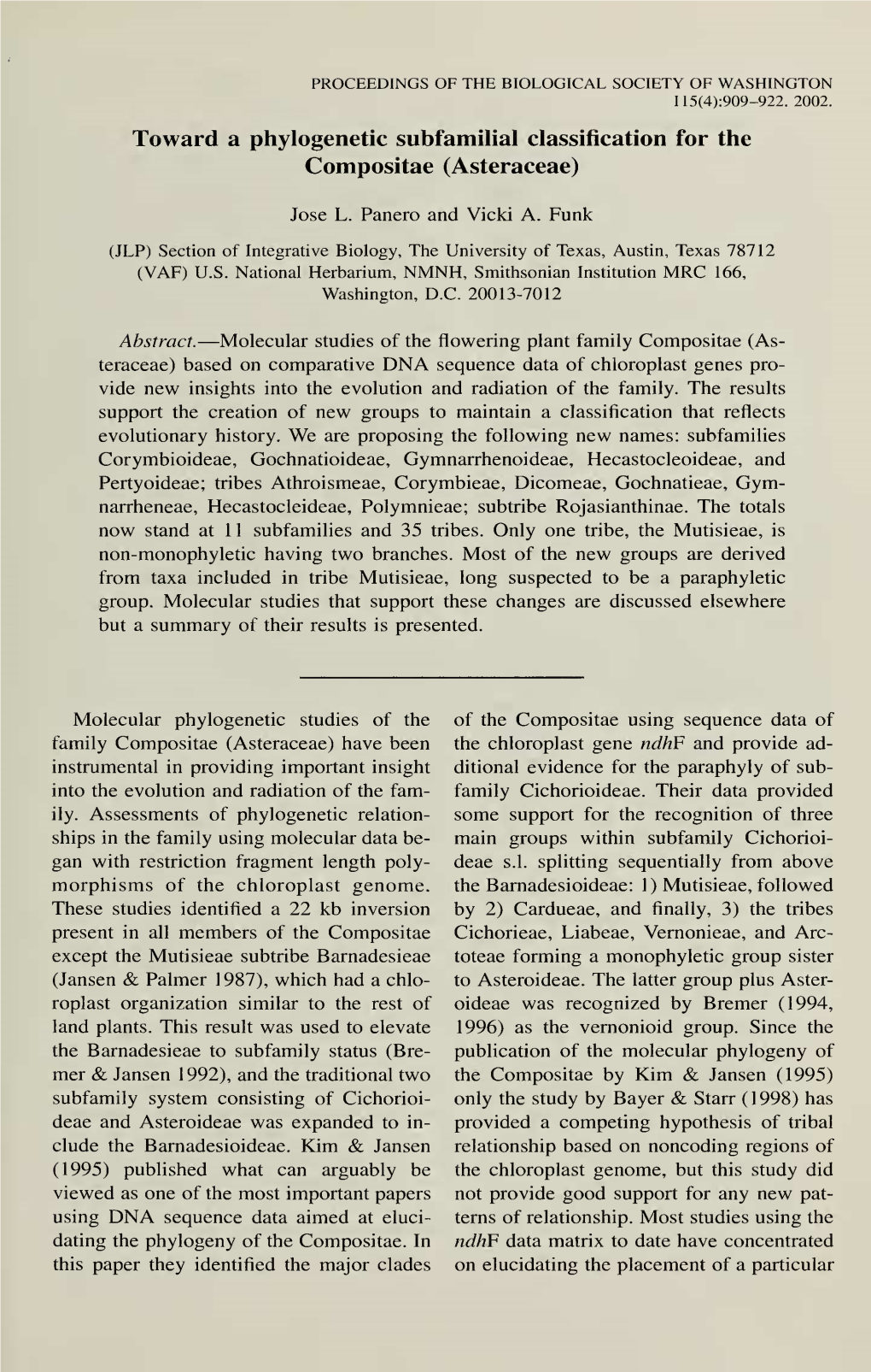 Proceedings of the Biological Society of Washington 115(4):909-922