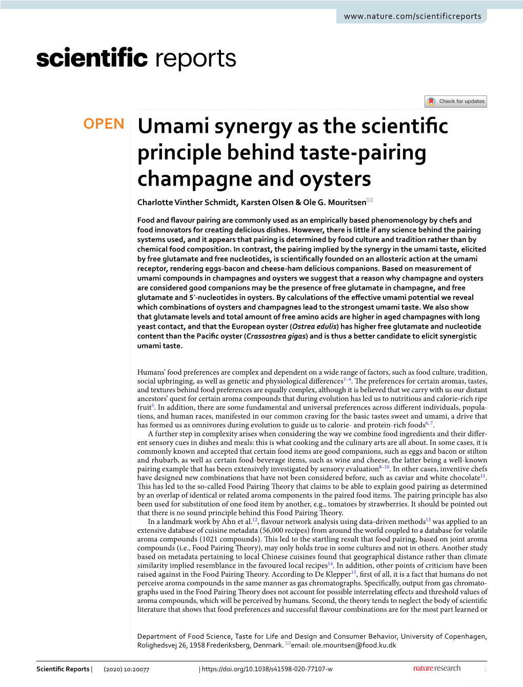 Umami Synergy As the Scientific Principle Behind Taste-Pairing