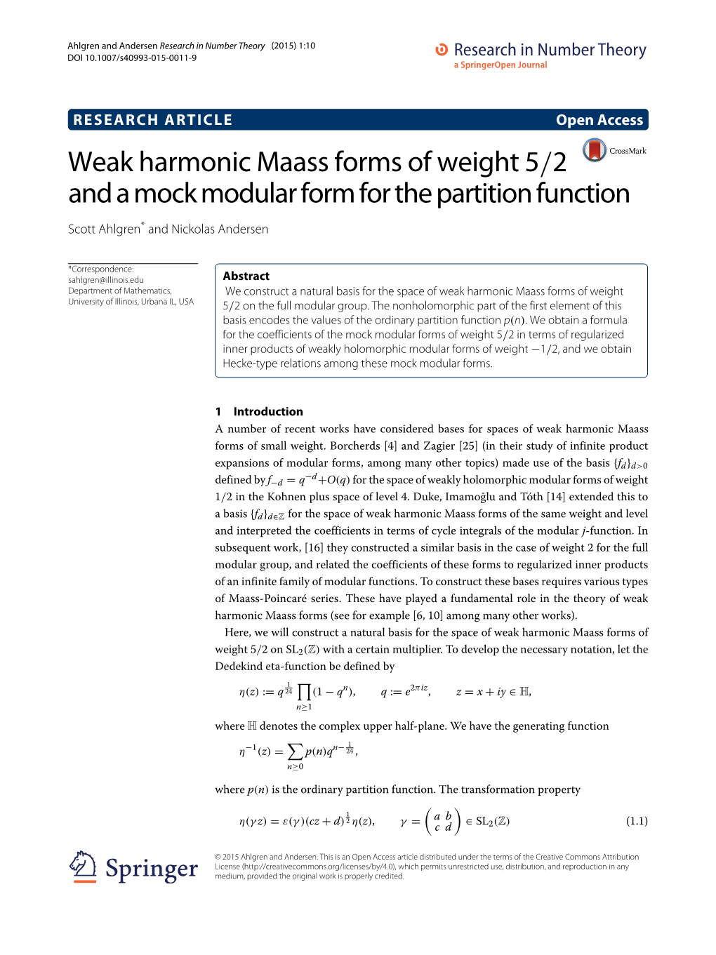 Weak Harmonic Maass Forms of Weight 5/2 and a Mock Modular Form for the Partition Function