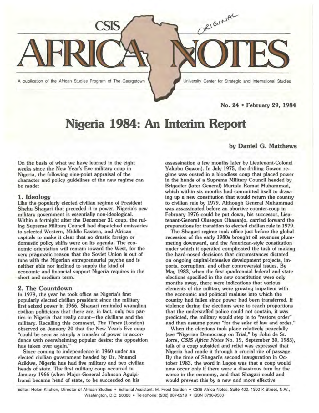 Nigeria 1984: an Interim Report