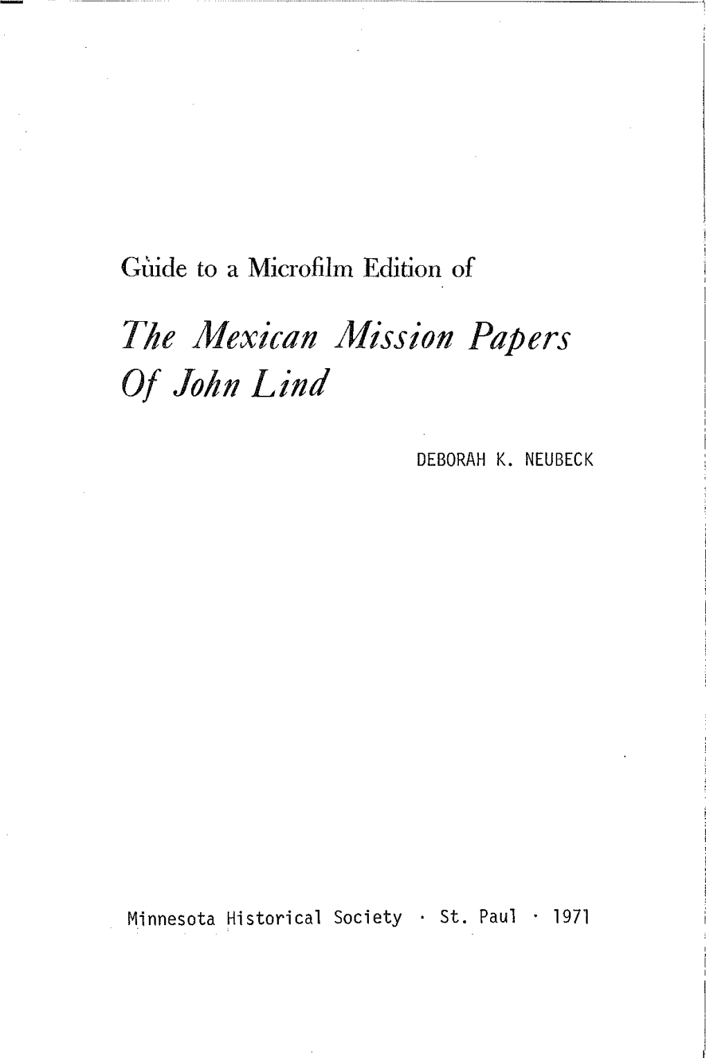 Guide to a Microfilm Edition of the Mexican Mission Papers of John