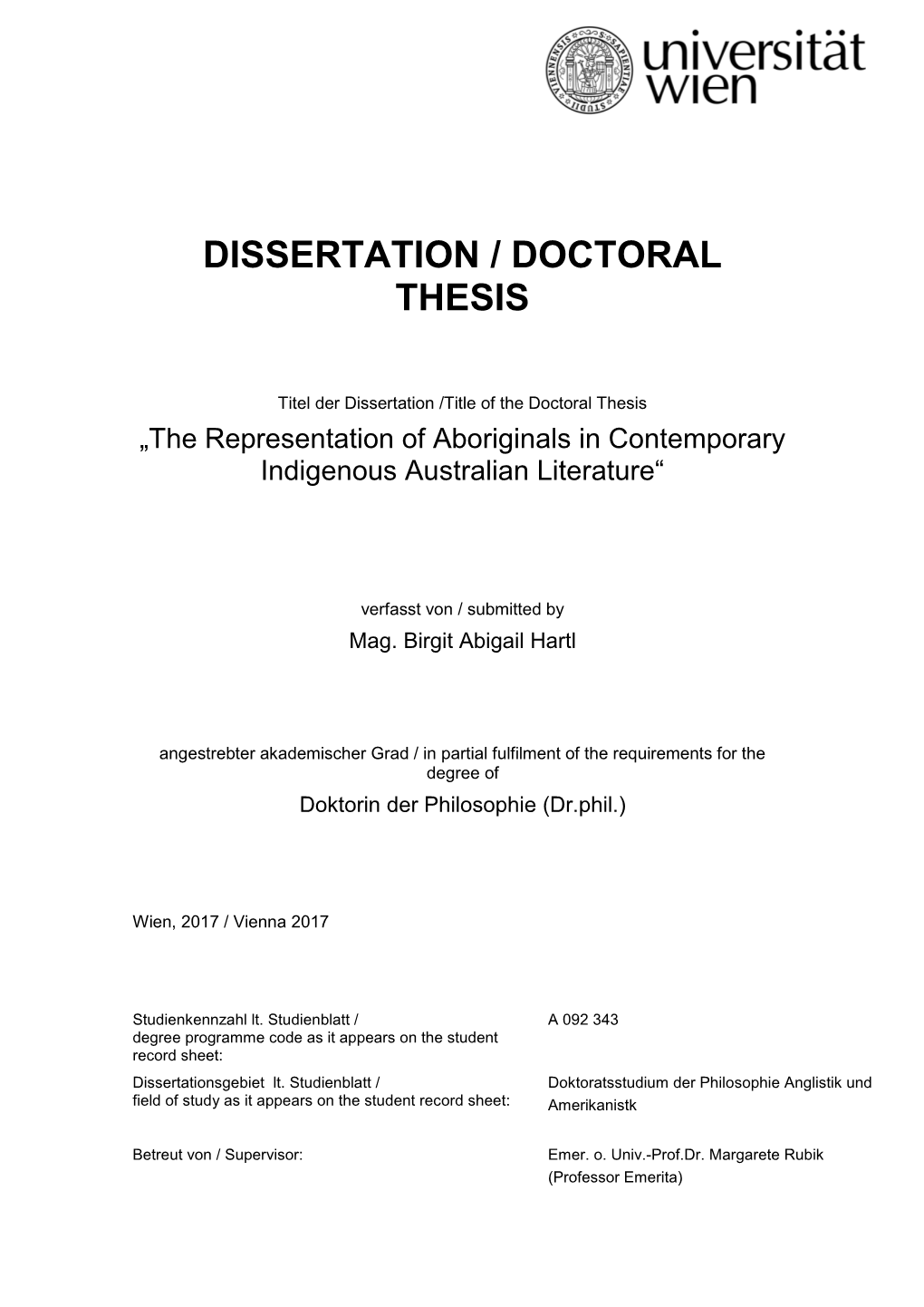 Dissertation / Doctoral Thesis