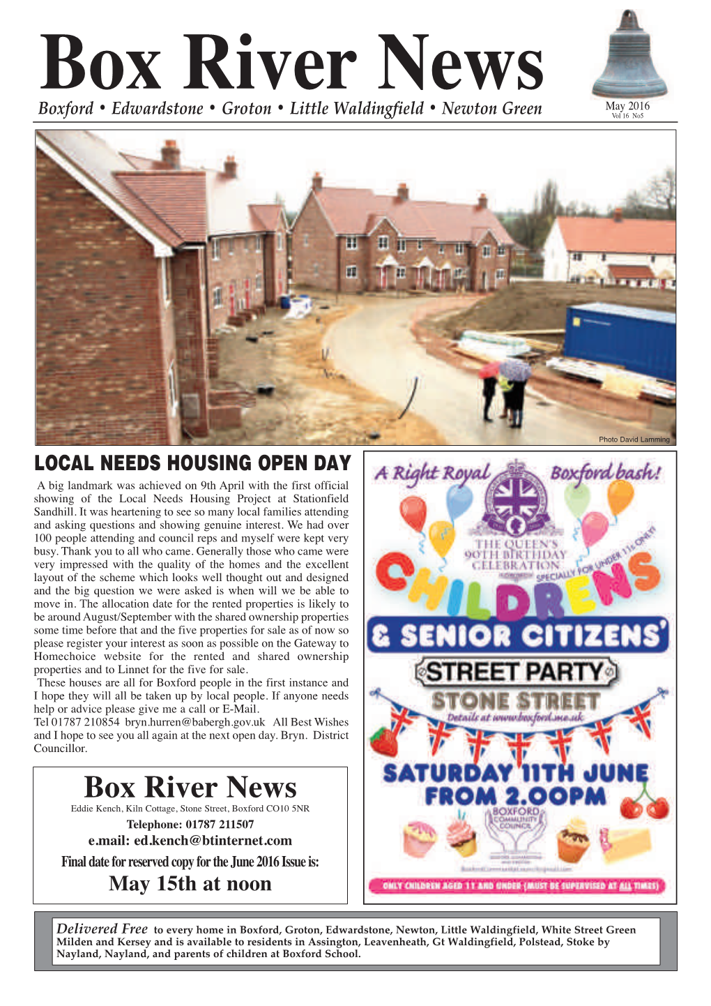 May 2016 Box River News Vol 16 No5 Boxford • Edwardstone • Groton • Little Waldingfield • Newton Green