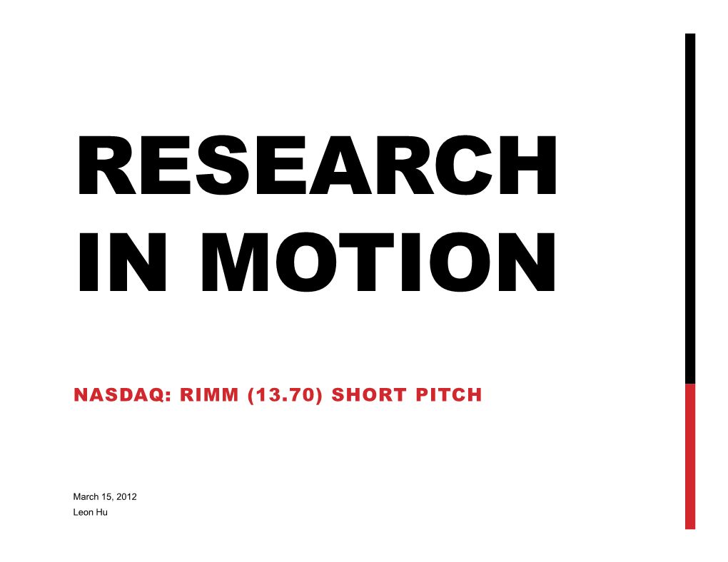 Nasdaq: Rimm (13.70) Short Pitch