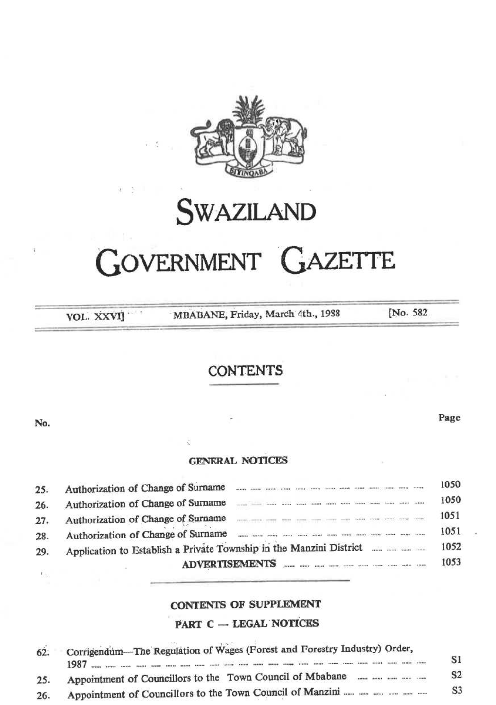 Swaziland (Government Gazette