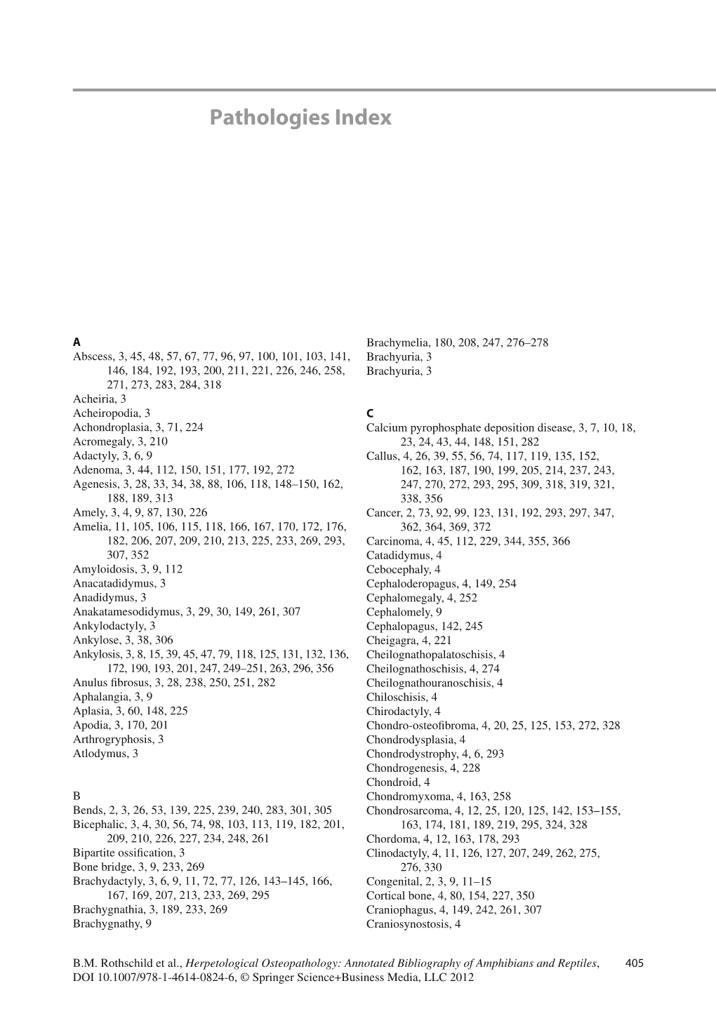 Pathologies Index