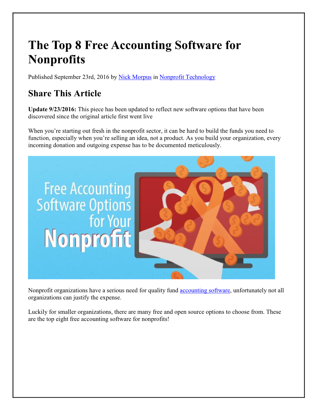 The Top 8 Free Accounting Software for Nonprofits