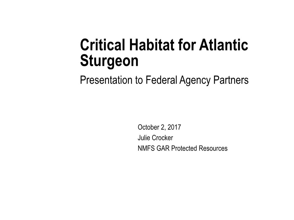 Slide Presentation on Atlantic Sturgeon Critical Habitat