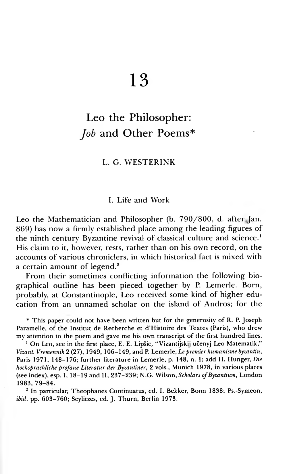 Leo the Philosopher: Job and Other Poems*