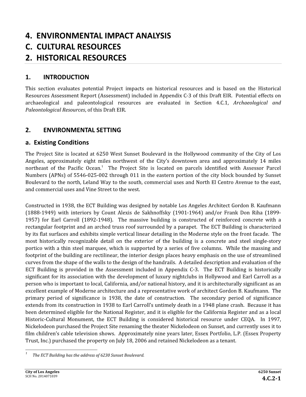 4. Environmental Impact Analysis C. Cultural Resources 2