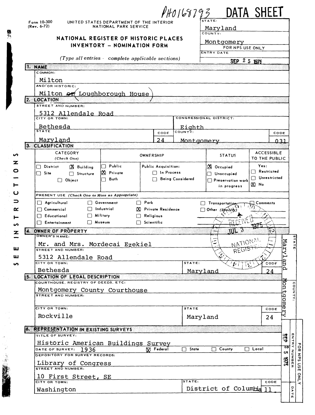 DATA SHEET Form 10-300 UNITED STATES DEPARTMENT of the INTERIOR STATE: (Rev