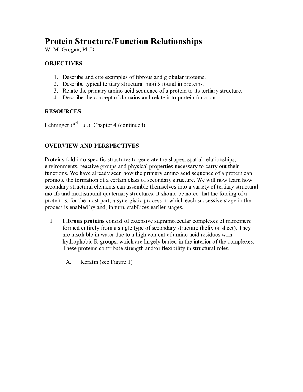 Protein Structure and Function Relationships