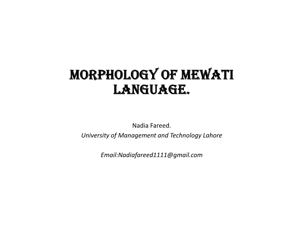 Morphology of Mewati Language