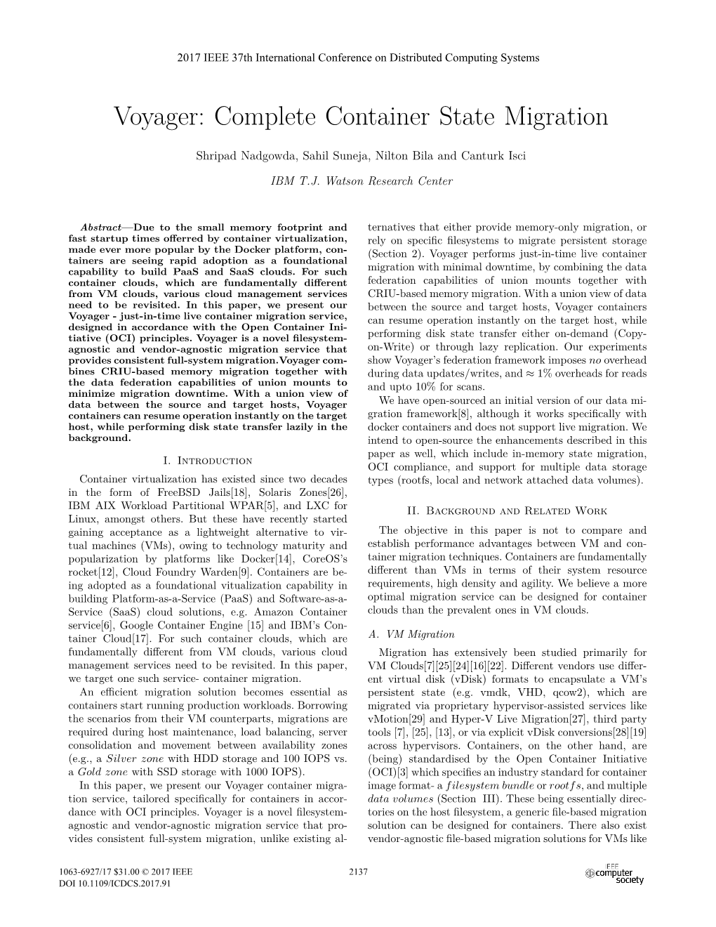 Voyager: Complete Container State Migration