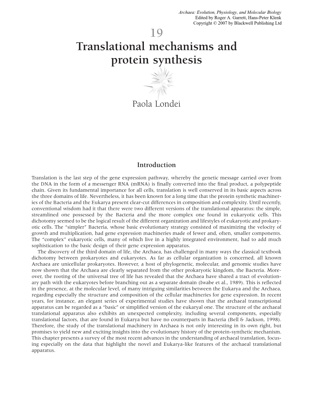 Translational Mechanisms and Protein Synthesis