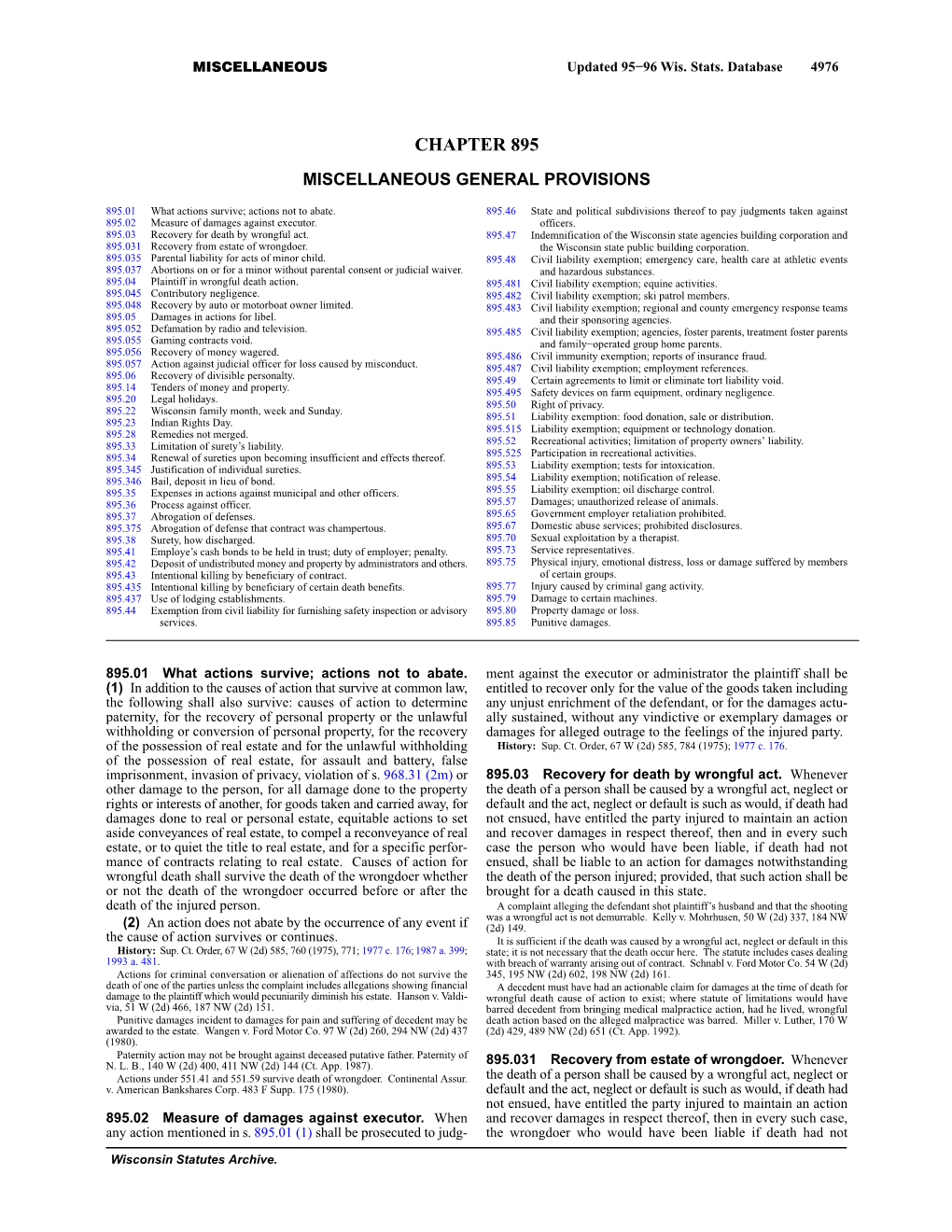 Chapter 895 Miscellaneous General Provisions