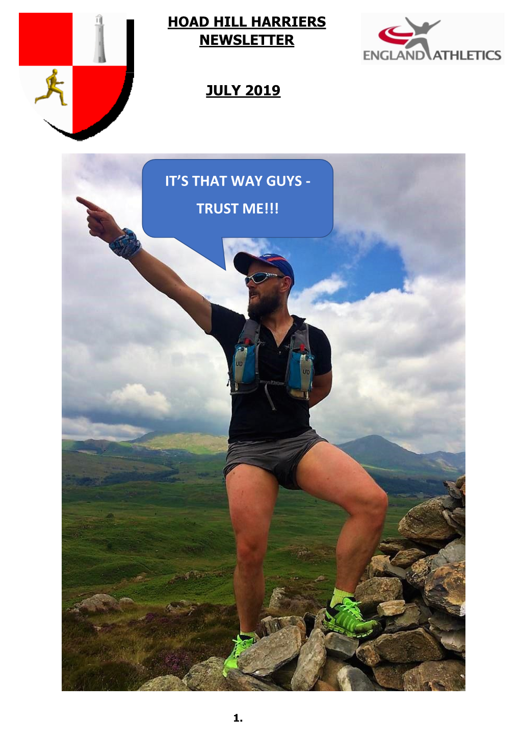 Hoad Hill Harriers Newsletter July 2019 It's That Way Guys